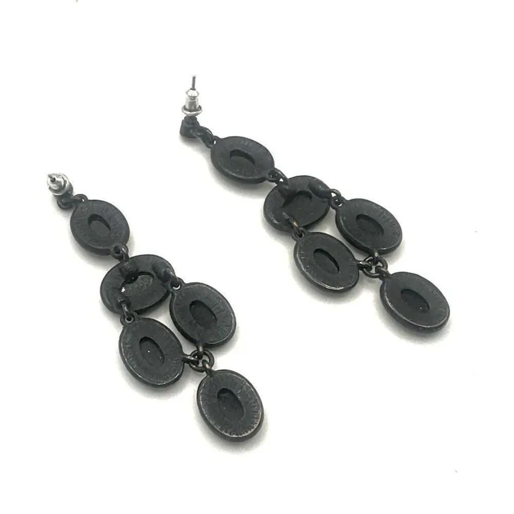 Black beaded long earrings